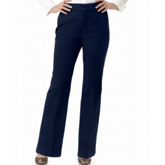 JM Collection NEW Blue Navy Womens 16P Petite Short Twill Dress Pants Cotton 048