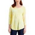 thumbnail image 1 of JM Collection Petite 3/4 Sleeve Printed Top Bright White Combo PXS, 1 of 1