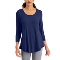 thumbnail image 1 of JM Collection Petite 3/4 Sleeve Solid Top Intrepid Blue PL, 1 of 1