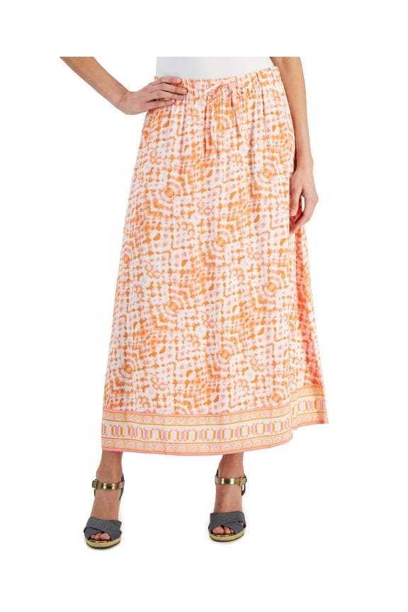 Petite A-Line Maxi Skirt Clemintine Orange Combo PXL