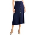 thumbnail image 1 of JM Collection Petite Button Front Midi Skirt Intrepid Blue PXS, 1 of 1