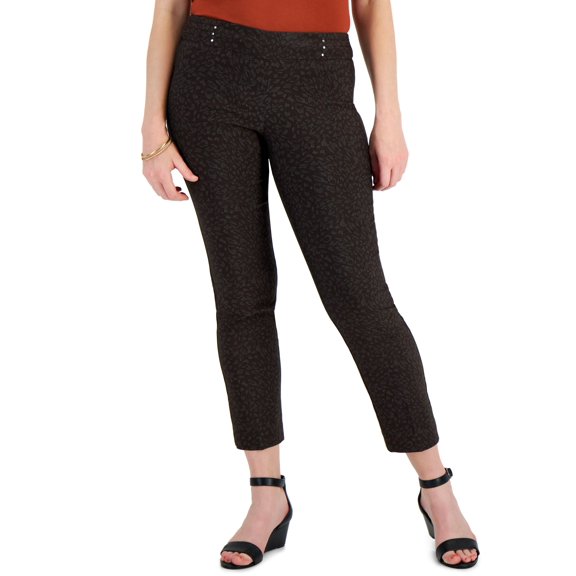 JM Collection Petite Cheetah Bandleader Pants Espresso Roast PXS