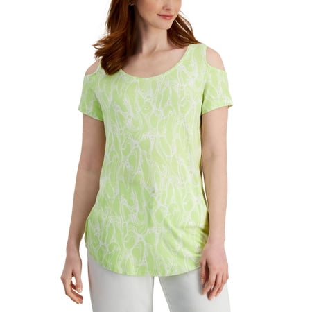 JM Collection Petite Cold-Shoulder Top Lime Sherbet Combo PS