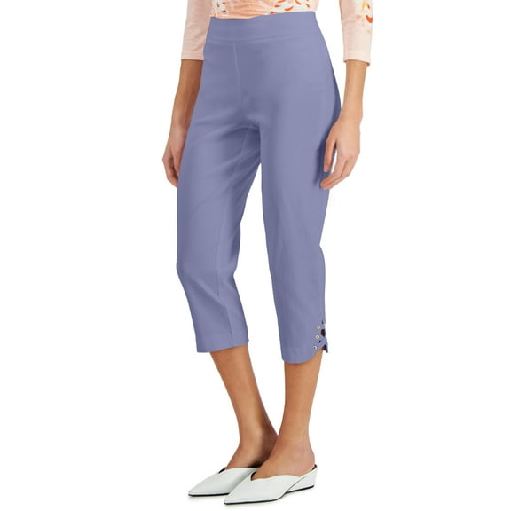 JM Collection Petite Crisscross Hem Capri Pants Violet Dust PXS