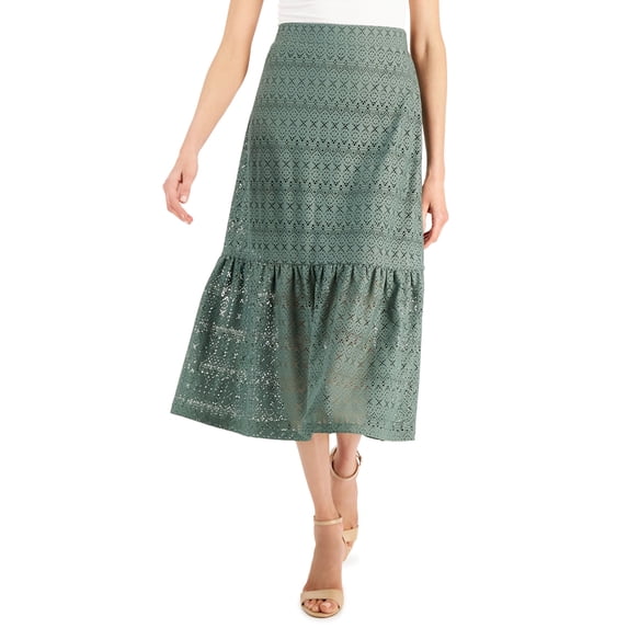 JM Collection Petite Crochet Skirt Organic Green PS