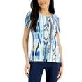 thumbnail image 1 of JM Collection Petite Dreamland Jacquard Knit Top Deep Cobalt Combo PXL, 1 of 1