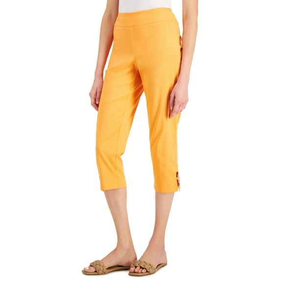 JM Collection Petite Embellished Capri Pants Bright Tangelo PM