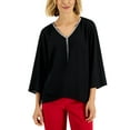 thumbnail image 1 of JM Collection Petite Embellished Neck Cross Over Top Deep Black PM, 1 of 1