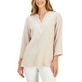 thumbnail image 1 of JM Collection Petite Embroidered Top Sugar Sand PXS, 1 of 1