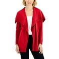 thumbnail image 1 of JM Collection Petite Envelope Neck Open Front Solid Cardigan Real Red P2XL, 1 of 1