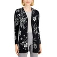 thumbnail image 1 of JM Collection Petite Floral Print Cardigan Deep Black Combo PL, 1 of 1