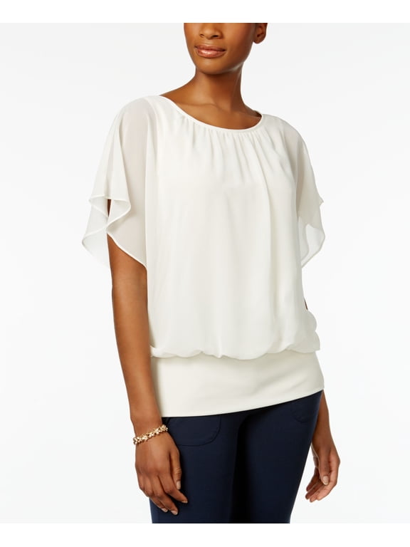 Petite Flutter Sleeve Top Vintage Cream PXS