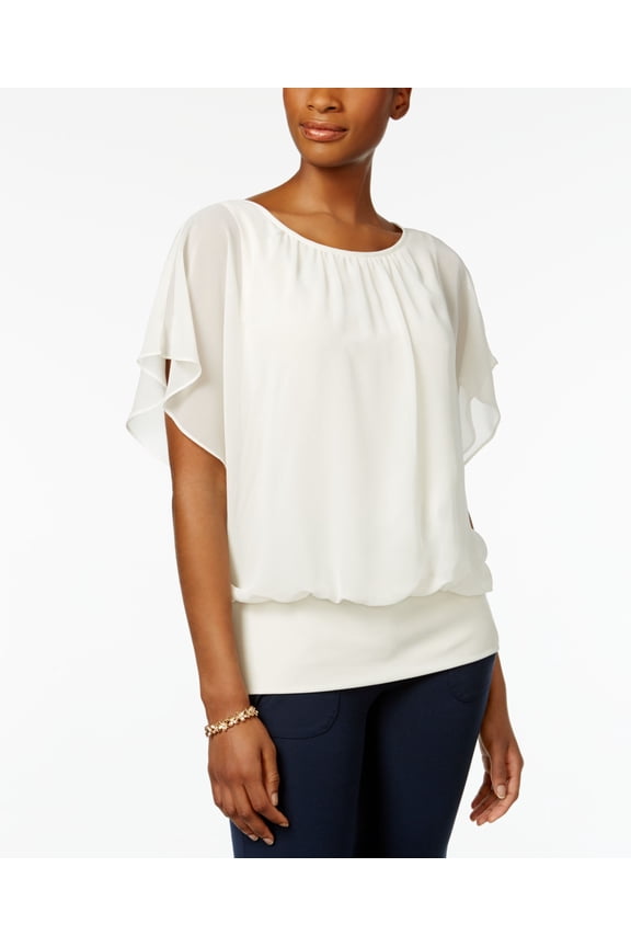 Petite Flutter Sleeve Top Vintage Cream PXS