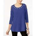 thumbnail image 1 of JM Collection Petite Grommet Cold Shoulder Top Modern Cobalt PL, 1 of 1