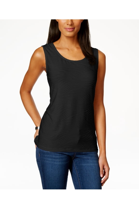 Petite Jacquard Tank Deep Black PL
