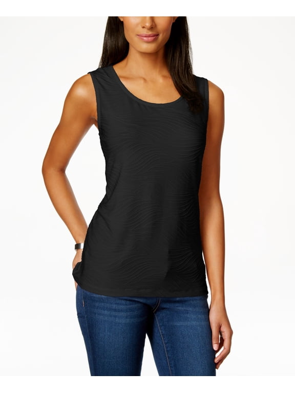 Petite Jacquard Tank Deep Black PL