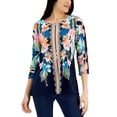 thumbnail image 1 of JM Collection Petite Ladder Sleeve Printed Tunic Intrepid Blue Combo PXS, 1 of 1