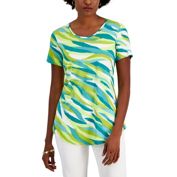 JM Collection Petite Lagoon Ripple Top English Pea Combo PS