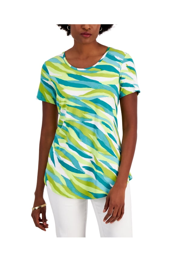 Petite Lagoon Ripple Top English Pea Combo PXS