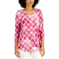 thumbnail image 1 of JM Collection Petite Lattice Print Top Red Violet Combo PS, 1 of 1