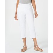 JM Collection Petite Metallic Detail Tummy Control Capris Bright White PXL