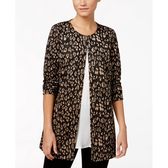 JM Collection Petite Metallic Print Jacket Cheetah Shimmer PM