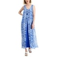 thumbnail image 1 of JM Collection Petite Necklace Overlay Maxi Dress Deep Cobalt Combo PXS, 1 of 1