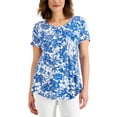 thumbnail image 1 of JM Collection Petite Print Top Blue Isle Combo PL, 1 of 1