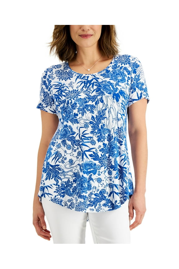 Petite Print Top Blue Isle Combo PM