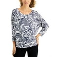 thumbnail image 1 of JM Collection Petite Printed Dolman Sleeve Top Intrepid Blue Combo PL, 1 of 1