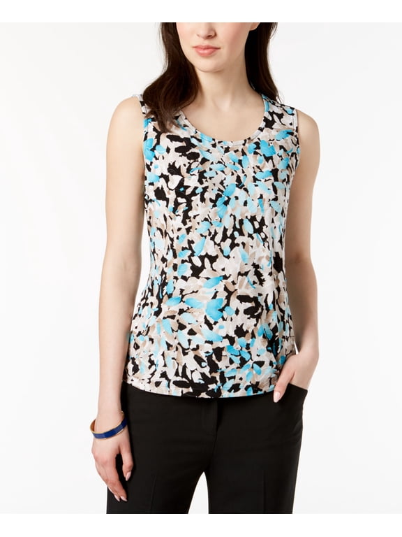 Petite Printed Jacquard Tank Blue Geometric Burst PXS