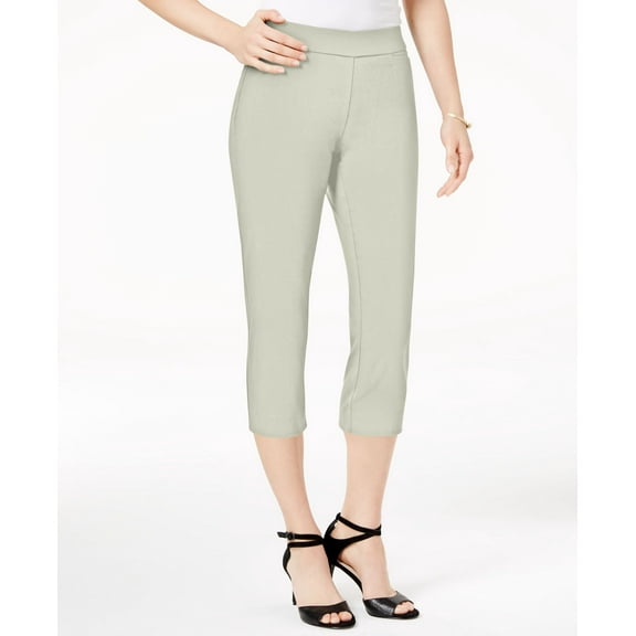 JM Collection Petite Pull On Capri Pants Stonewall PXS