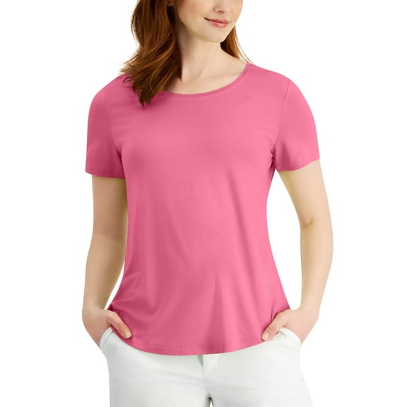 JM Collection Petite Scoop Neck T-Shirt Pink Gemstone PS