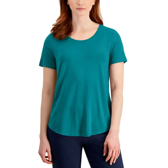 JM Collection Petite Scoop Neck T-Shirt Tropical Waters PXS