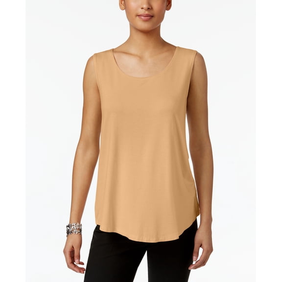 JM Collection Petite Scoop Neck Tank Top Eggshell PM