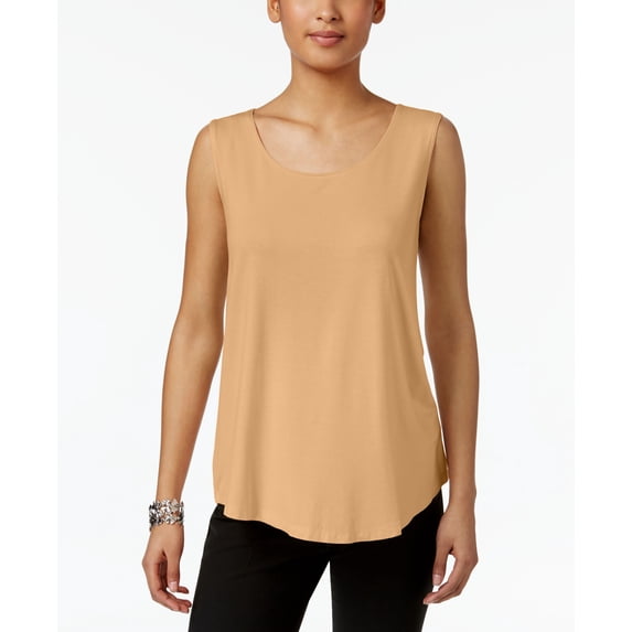 JM Collection Petite Scoop Neck Tank Top Eggshell PM