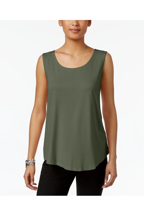 Petite Scoop Neck Tank Top Olive Spring PM