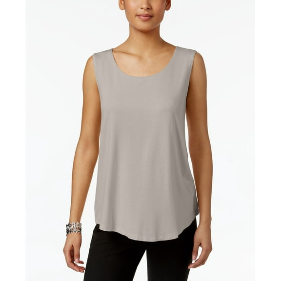 JM Collection Petite Scoop Neck Tank Top Sand PS