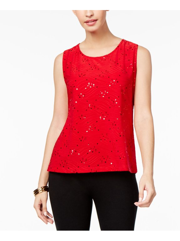 Petite Sequined Jacquard Shell New Red Amore PM