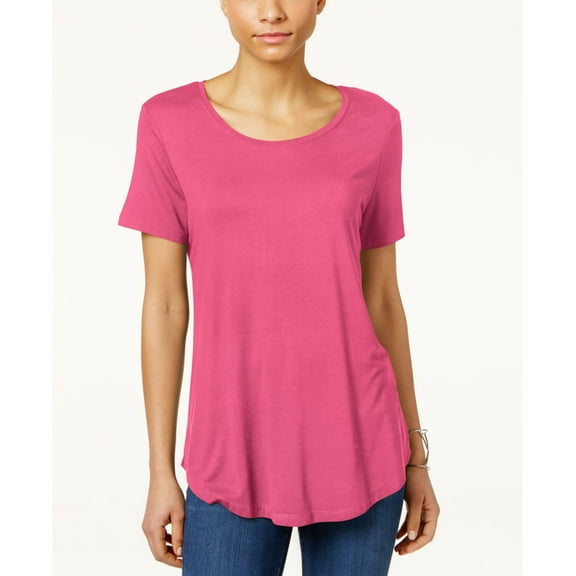 JM Collection Petite Shirttail Hem Top Peony Bloom PXS