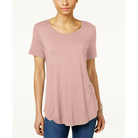 JM Collection Petite Shirttail Hem Top Sea Lily PXL