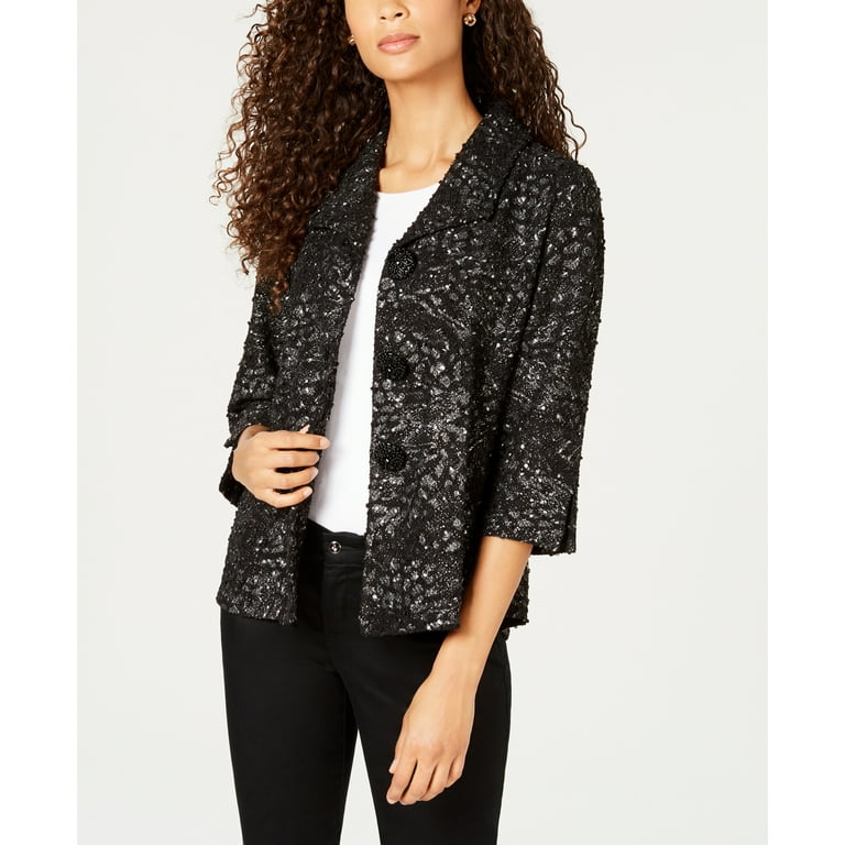 JM Collection Petite Textured Foiled Jacket Foil Boucle PM Walmart