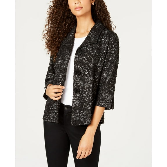 JM Collection Petite Textured Foiled Jacket Foil Boucle PM