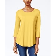 JM Collection Petite Three Quarter Sleeve Top Lemon Frost P/M