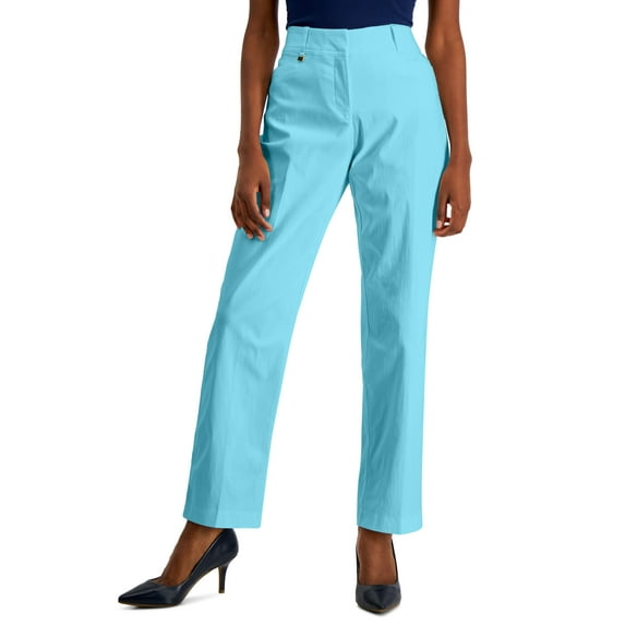 JM Collection Petite Tummy Control Curvy Fit Pants Seafoam Blue 10P