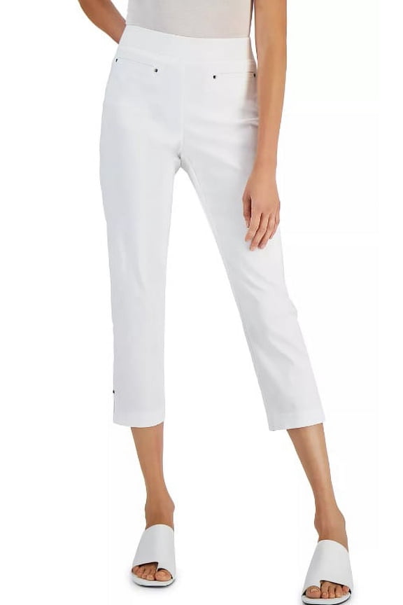 Petite Tummy Control Pull On Ankle Pants Bright White PL