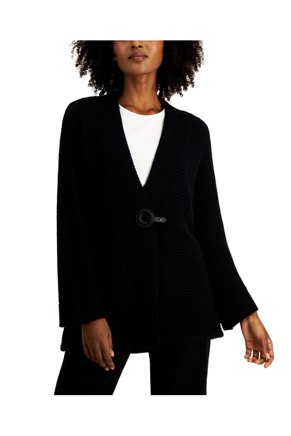 Petite V Neck Drop Shoulder Cardigan Deep Black PXS