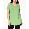 thumbnail image 1 of JM Collection Plus Size Cold Shoulder Top Lime Sherbert 3X, 1 of 1