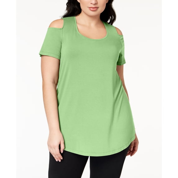JM Collection Plus Size Cold Shoulder Top Lime Sherbert 3X
