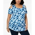 thumbnail image 1 of JM Collection Plus Size Cold Shoulder Top Underwater Ink 0X, 1 of 1